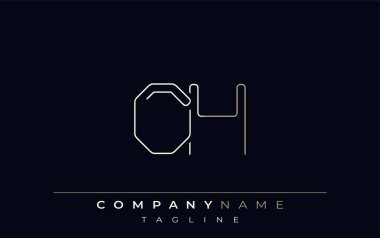 Oh Soyut Hat Tarzı Logosu. Minimalist Tasarım Harfler O ve H Soyut Satır Biçimi