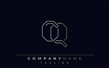 OQ Soyut Satır Biçimi Logosu. Minimalist Tasarım Harfler O ve Q Soyut Satır Biçimi
