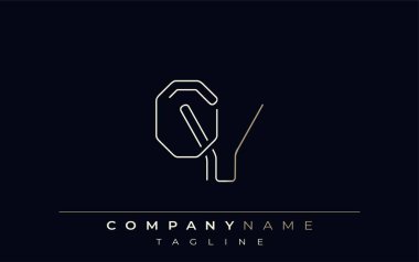 OV Soyut Hat Biçimi Logosu. Minimalist Tasarım Harfler O ve V Soyut Satır Biçimi