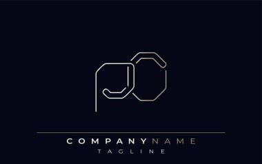 PO Soyut Hat Biçimi Logosu. Harflerin P ve O Soyut Satır Biçiminin Minimalist Tasarımı