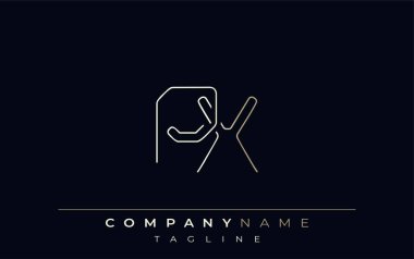 PX Soyut Satır Biçimi Logosu. Harflerin P ve X Soyut Satır Biçiminin Minimalist Tasarımı