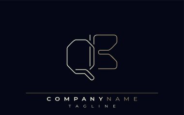 QB Soyut Satır Biçimi Logosu. Harflerin Q ve B Soyut Satır Biçiminin Minimalist Tasarımı