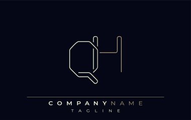 QH Soyut Satır Biçimi Logosu. Harfler Q ve H Soyut Satır Biçiminin Minimalist Tasarımı