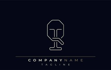 QI Soyut Hat Biçimi Logosu. Minimalist Tasarım Harfler Q ve Ben Özet Satır Biçimi