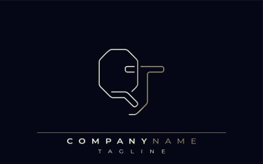 QJ Soyut Hat Biçimi Logosu. Harflerin Q ve J Soyut Satır Biçiminin Minimalist Tasarımı