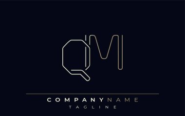 QM Soyut Satır Biçimi Logosu. Minimalist Tasarım Harfler Q ve M Soyut Satır Biçimi