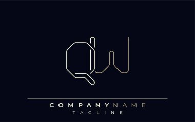 QW Soyut Hat Biçimi Logosu. Harflerin Q ve W Soyut Satır Biçiminin Minimalist Tasarımı