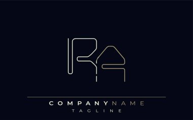 RA Soyut Hat Tarzı Logosu. Harflerin R ve A Soyut Satır Biçiminin Minimalist Tasarımı