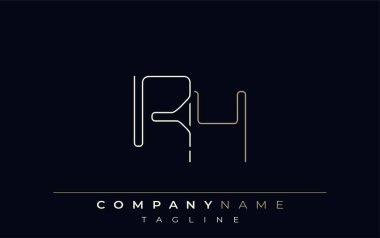 RH Soyut Hat Biçimi Logosu. Harflerin R ve H Soyut Satır Biçiminin Minimalist Tasarımı