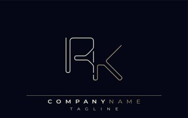 RK Soyut Satır Biçimi Logosu. Harflerin R ve K Soyut Satır Biçiminin Minimalist Tasarımı