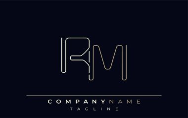 RM Soyut Hat Biçimi Logosu. Harflerin R ve M Soyut Satır Biçiminin Minimalist Tasarımı