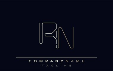 RN Soyut Hat Biçimi Logosu. Harflerin R ve N Soyut Satır Biçiminin Minimalist Tasarımı