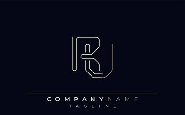 RU Soyut Hat Biçimi Logosu. Harflerin R ve U Soyut Satır Biçiminin Minimalist Tasarımı