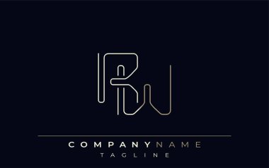 RW Soyut Hat Biçimi Logosu. Harflerin R ve W Soyut Satır Biçiminin Minimalist Tasarımı