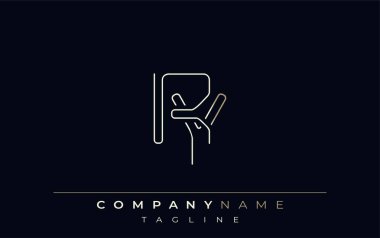 RY Soyut Hat Tarzı Logosu. Harflerin R ve Y Soyut Satır Biçiminin Minimalist Tasarımı