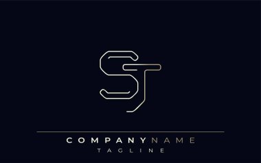SJ Soyut Hat Biçimi Logosu. Harflerin S ve J Soyut Satır Biçiminin Minimalist Tasarımı