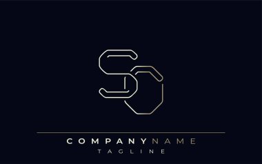 Soyut Çizgi Tarzı Logosu. Harflerin S ve O Soyut Satır Biçiminin Minimalist Tasarımı