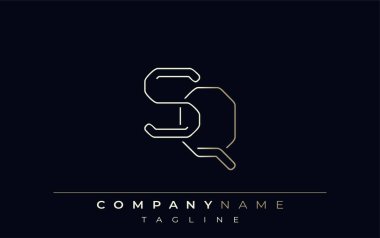 SQ Soyut Satır Biçimi Logosu. Harflerin S ve Q Soyut Satır Biçiminin Minimalist Tasarımı