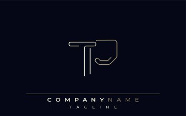 TP Soyut Satır Biçimi Logosu. Harflerin T ve P Soyut Satır Biçiminin Minimalist Tasarımı