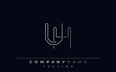 Soyut Çizgi Tarzı Logosu. Minimalist Tasarım Harfler U ve H Soyut Satır Biçimi