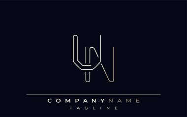 BM Soyut Hat Tarzı Logosu. Minimalist Tasarım Harfler U ve N Soyut Satır Biçimi