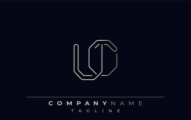 UO Soyut Hat Biçimi Logosu. Minimalist Tasarım Harfler U ve O Soyut Satır Biçimi