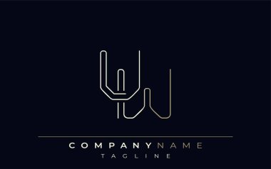UW Soyut Hat Biçimi Logosu. Minimalist Tasarım Harfler U ve W Soyut Satır Biçimi