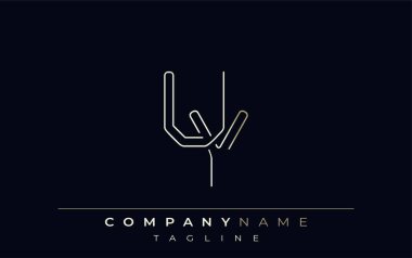 UY Soyut Satır Biçimi Logosu. Minimalist Tasarım Harfler U ve Y Soyut Satır Biçimi
