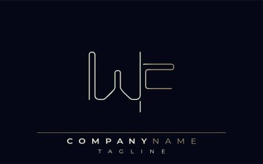 WF Soyut Hat Biçimi Logosu. Harflerin W ve F Soyut Satır Biçiminin Minimalist Tasarımı
