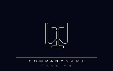 WI Soyut Hat Biçimi Logosu. Minimalist Tasarım Harfler W ve Ben Çizgi Biçimini Özetleriz