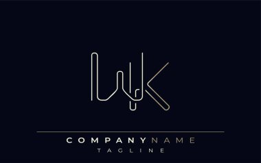 WK Soyut Satır Biçimi Logosu. Harflerin W ve K Soyut Satır Biçiminin Minimalist Tasarımı