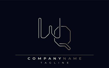 WQ Soyut Satır Biçimi Logosu. Harflerin W ve Q Soyut Satır Biçiminin Minimalist Tasarımı