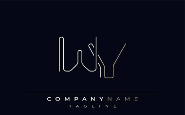 WV Soyut Hat Biçimi Logosu. Harflerin W ve V Soyut Satır Biçiminin Minimalist Tasarımı