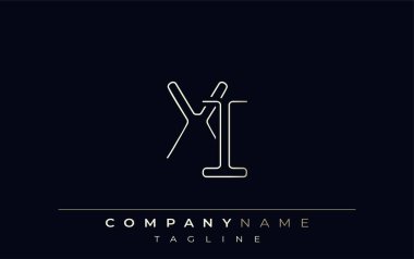 XI Soyut Hat Biçimi Logosu. Harflerin X ve Ben Özgün Satır Biçimini Özetleyen Minimalist Tasarım