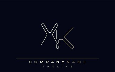 XK Soyut Satır Biçimi Logosu. Harflerin X ve K Soyut Satır Biçiminin Minimalist Tasarımı