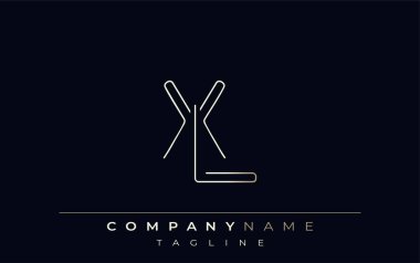 XL Soyut Satır Biçimi Logosu. Harflerin X ve L Soyut Satır Biçiminin Minimalist Tasarımı