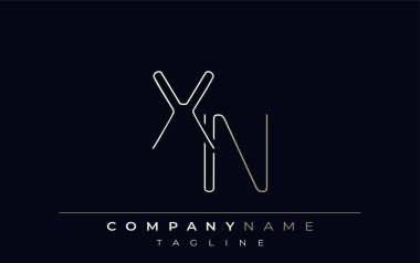 XN Soyut Satır Biçimi Logosu. Harflerin X ve N Soyut Satır Biçiminin Minimalist Tasarımı
