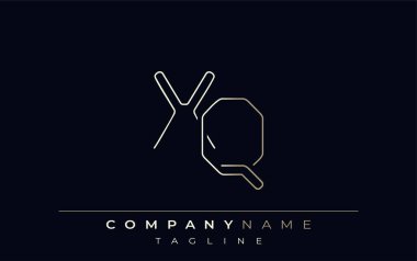 XQ Soyut Satır Biçimi Logosu. Harflerin X ve Q Soyut Satır Biçiminin Minimalist Tasarımı