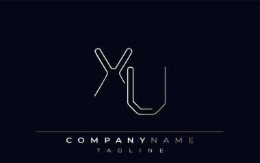 XU Soyut Satır Biçimi Logosu. Harflerin X ve U Soyut Satır Biçiminin Minimalist Tasarımı