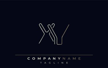 XV Soyut Satır Biçimi Logosu. Harflerin X ve V Soyut Satır Biçiminin Minimalist Tasarımı