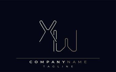 XW Soyut Satır Biçimi Logosu. Harflerin X ve W Soyut Satır Biçiminin Minimalist Tasarımı