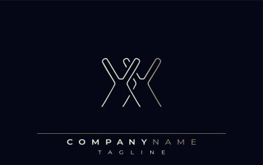 XX Soyut Satır Biçimi Logosu. Harflerin X ve X Soyut Satır Biçiminin Minimalist Tasarımı