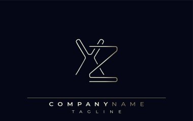 XZ Soyut Satır Biçimi Logosu. Harflerin X ve Z Soyut Satır Biçiminin Minimalist Tasarımı