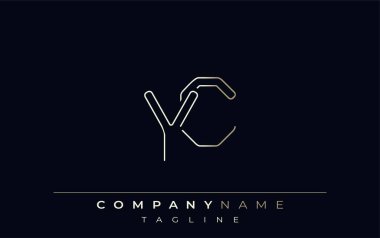 YC Soyut Satır Biçimi Logosu. Y ve C Harflerinin Asgari Tasarımı Soyut Satır Biçimi