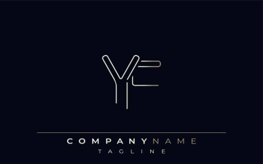 YF Soyut Satır Biçimi Logosu. Y ve F Harfleri Özet Satır Biçiminde Minimalist Tasarım