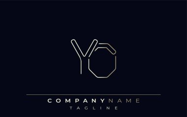 YO Soyut Hat Tarzı Logosu. Y Harfleri ve O Soyut Satır Biçimini içeren Minimalist Tasarım