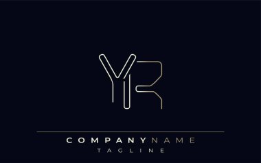 YR Soyut Hat Biçimi Logosu. Y ve R Harfleri Özet Satır Biçiminin Minimalist Tasarımı