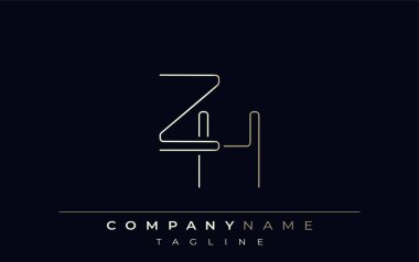 ZH Soyut Hat Biçimi Logosu. Z Harfleri ve H Soyut Satır Biçiminin Minimalist Tasarımı