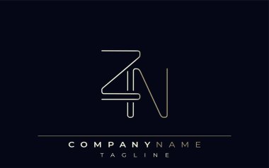 ZN Soyut Hat Biçimi Logosu. Z Harfleri ve N Soyut Satır Biçiminin Minimalist Tasarımı