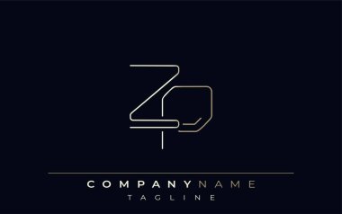 ZP Soyut Satır Biçimi Logosu. Z Harfleri ve P Soyut Satır Biçiminin Minimalist Tasarımı